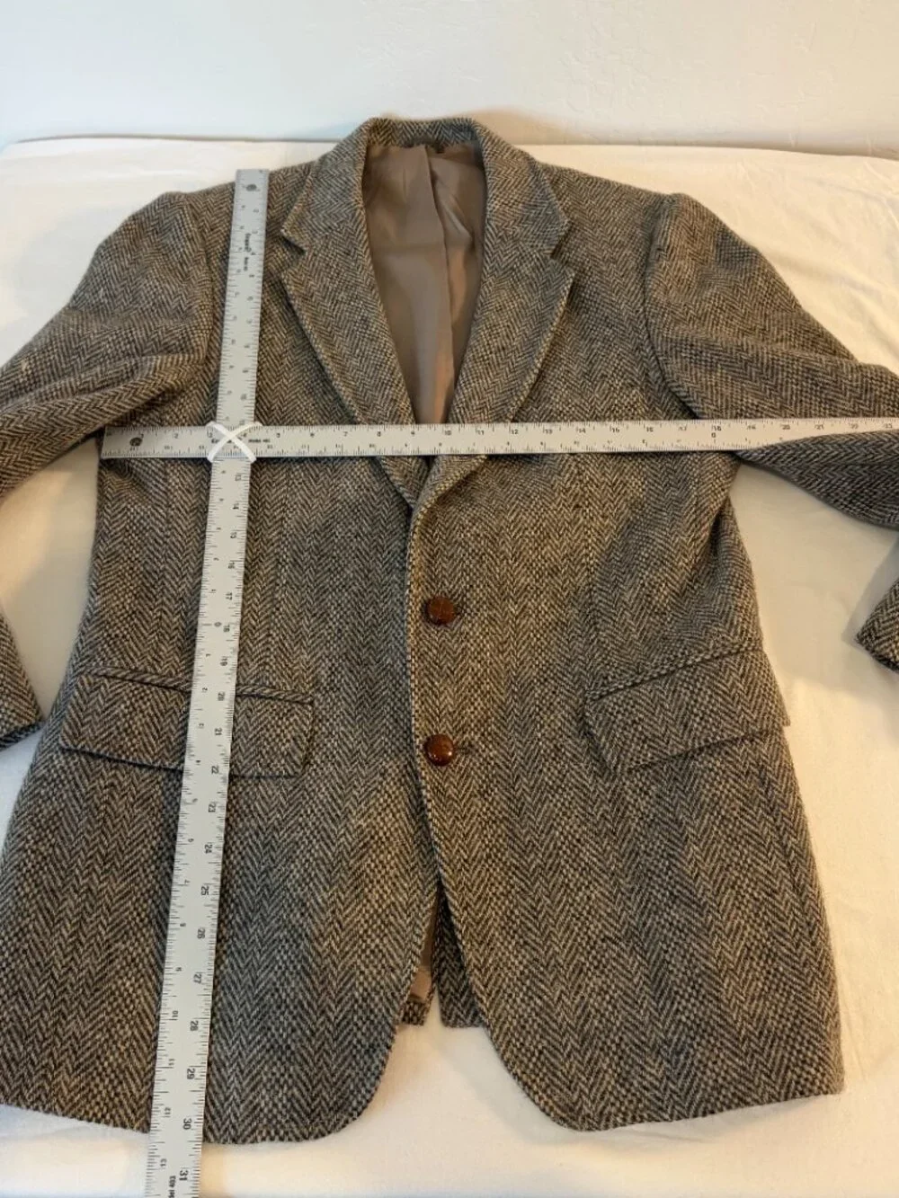 Vintage Levi's Menswear Gray Herringbone 100% Wool Sport Coat Blazer USA